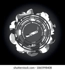 joint, cigarette icon on grey camouflage pattern. 