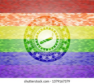 joint, cigarette icon on mosaic background with the colors of the LGBT flag