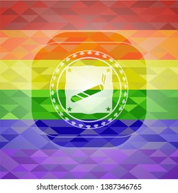 joint, cigarette icon on mosaic background with the colors of the LGBT flag