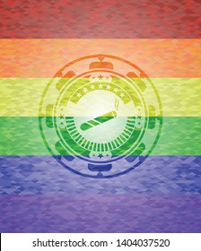 joint, cigarette icon on mosaic background with the colors of the LGBT flag