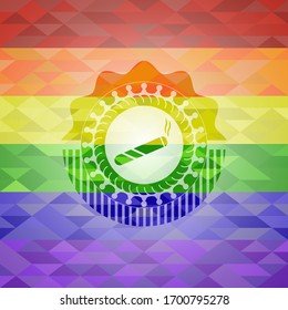 articulación, icono del cigarrillo sobre fondo de mosaico con los colores de la bandera LGBT