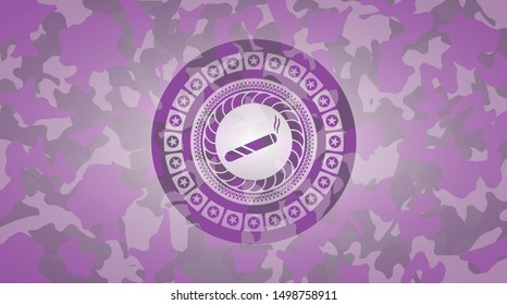 joint, cigarette icon on pink and purple camo pattern