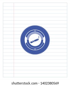 joint, cigarette icon pen draw. Blue ink. Vector Illustration. Detailed.