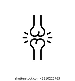 Joint damage, arthritis, inflammation. Thin line icon. Vector illustration.