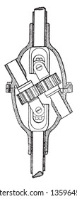 Joint Differential is used to twist the sleeve that is holding the gear in place, vintage line drawing or engraving illustration.