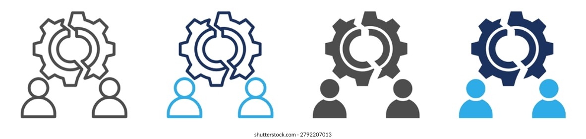 joint effort icon set multiple concept