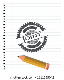 Joint emblem draw with pencil effect. Vector Illustration. Detailed.