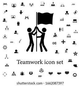 joint flag raising icon. Teamwork icons universal set for web and mobile
