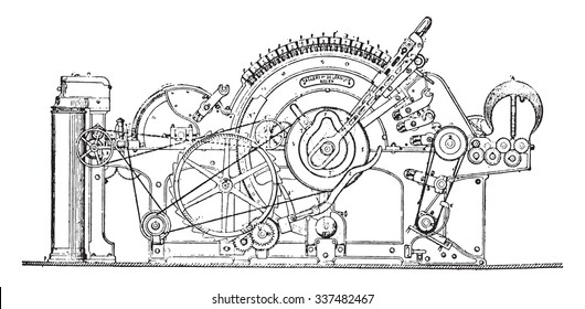 Joint Framework for cotton with automatic removal, vintage engraved illustration. Industrial encyclopedia E.-O. Lami - 1875.
