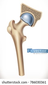 Joint. Human skeleton, medicine. 3d vector icon