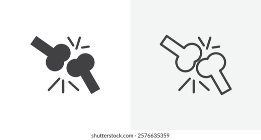 Joint icon set in black flat solid and outlined style.