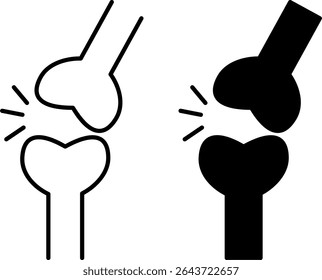 Joint Icons. Black And White Vector Illustration. Joint Of Several Bones Which Allows Them To Bend. Human Body Part. Concept Anatomy