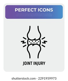Joint injury, inflammation thin line icon. Arthritis symptom. Vector illustration.