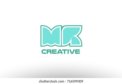 joint joined letter combination green pastel alphabet letter mk m k logo icon design company