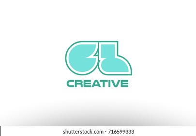 joint joined letter combination green pastel alphabet letter gl g l logo icon design company