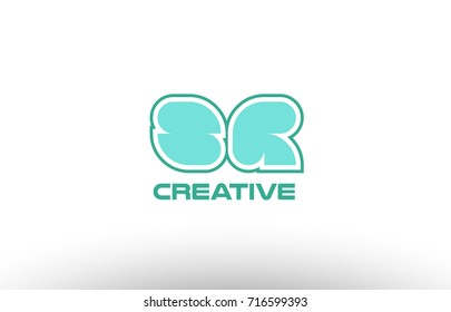 joint joined letter combination green pastel alphabet letter sr s r logo icon design company