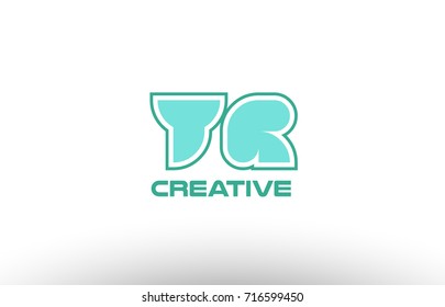 joint joined letter combination green pastel alphabet letter yr y r logo icon design company