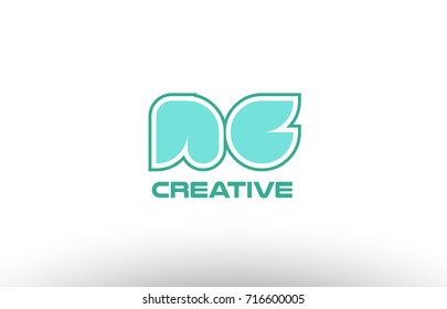 joint joined letter combination green pastel alphabet letter ng n g logo icon design company