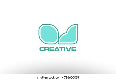 joint joined letter combination green pastel alphabet letter oj o j logo icon design company