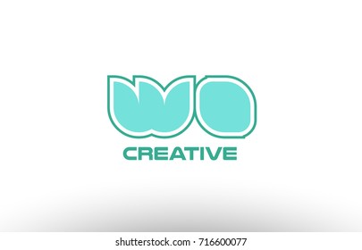 joint joined letter combination green pastel alphabet letter wo w o logo icon design company