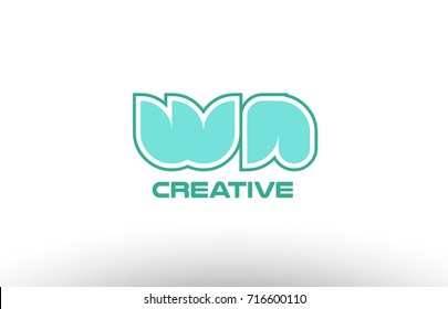 joint joined letter combination green pastel alphabet letter wn w n logo icon design company