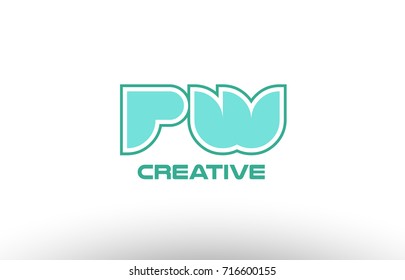 joint joined letter combination green pastel alphabet letter pw p w logo icon design company