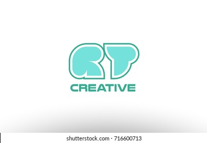 joint joined letter combination green pastel alphabet letter rt r t logo icon design company