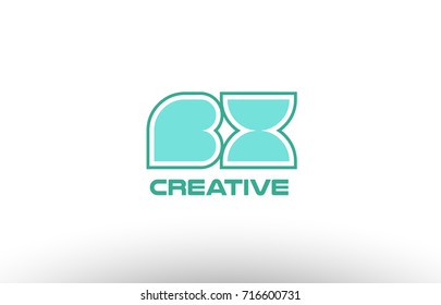 joint joined letter combination green pastel alphabet letter bx b x logo icon design company