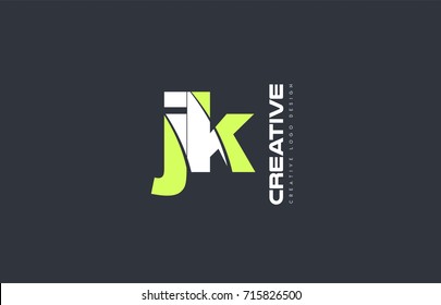 joint joined letter combination  jk j k alphabet green blue blackground technology media logo icon design company