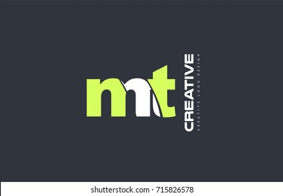 joint joined letter combination  mt m t alphabet green blue blackground technology media logo icon design company