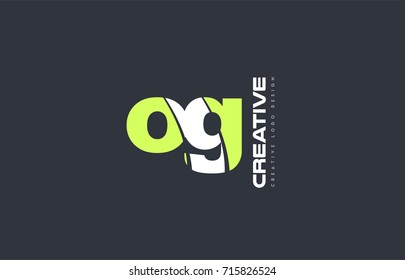 joint joined letter combination  og o g alphabet green blue blackground technology media logo icon design company