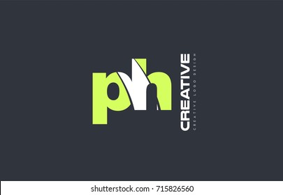 joint joined letter combination  ph p h alphabet green blue blackground technology media logo icon design company