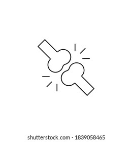 Icono de hueso de línea conjunta. La gente esboza los huesos de las articulaciones en forma negra ilustración del vector aislado en el fondo blanco. Hueso de articulación de rodilla humana.