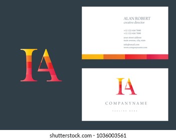 I & A joint logo multi color letter design with business card template
