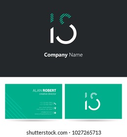 I & A joint logo stroke letters design with business card template