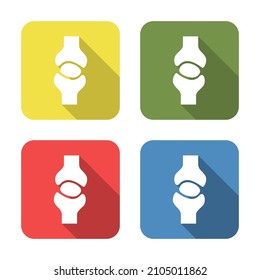 Joint. Medical icon isolated on green, yellow, blue and red background. First aid. Healthcare, medical and pharmacy sign. Square button. Vector Illustration