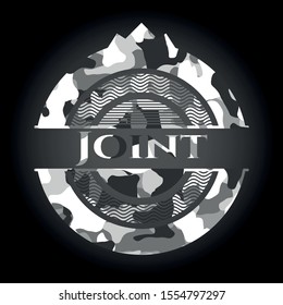 Joint on grey camouflaged texture
