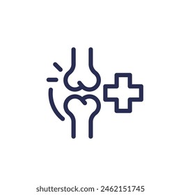 joint pain or arthritis line icon on white