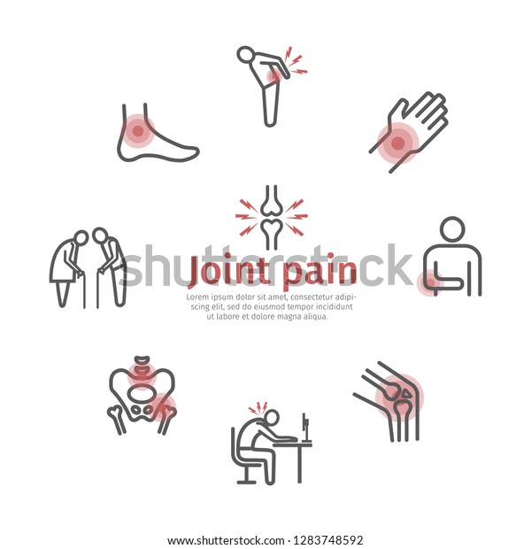 Joint pain banner. Icons set. Vector signs for\
web graphics.