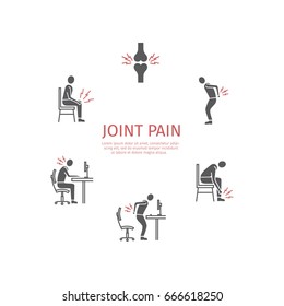 Joint Pain. Flat Icons Set. Vector