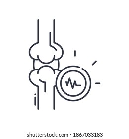 Joint pain icon, linear isolated illustration, thin line vector, web design sign, outline concept symbol with editable stroke on white background.