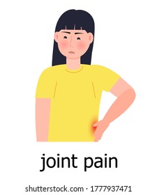 Joint pain icon vector. Osteoporosis world day concept, osteoarthritis anatomical illustration. Spine problem, back painful condition is shown. It is for landing page, app, banner.