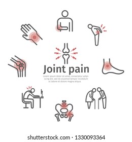 Joint pain. Icons set. Vector signs for web graphics.