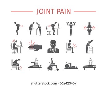 Joint Pain. Icons Set. Vector Signs For Web Graphics.