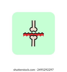 Icono de línea de dolor articular. Huesos, cartílago, osteoporosis. Concepto de atención médica. Se puede utilizar para temas como la enfermedad senil, el envejecimiento, la medicina deportiva