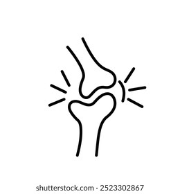 Projeto do ícone da linha de dor articular. Design de ícone de linha de artrite com traço editável