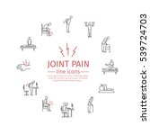 Joint pain. Line icons set. Vector signs for web graphics.