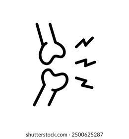 Joint pain outline icon. Injury, sprain. Joint damage, arthritis or inflammation, rheumatism. Body aches concept for health medicine anatomy.