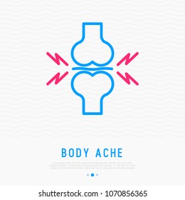 Joint pain thin line icon. Modern vector illustration of arthritis symptom.
