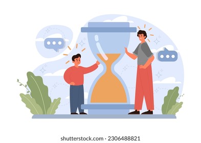 Joint parenting. Divorced spouses raising a child together. Kid spending time with father after a family separation. Flat vector illustration